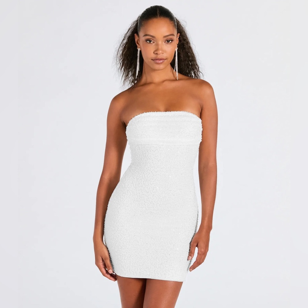 Windsor White Strapless Bodycon Mini Dress